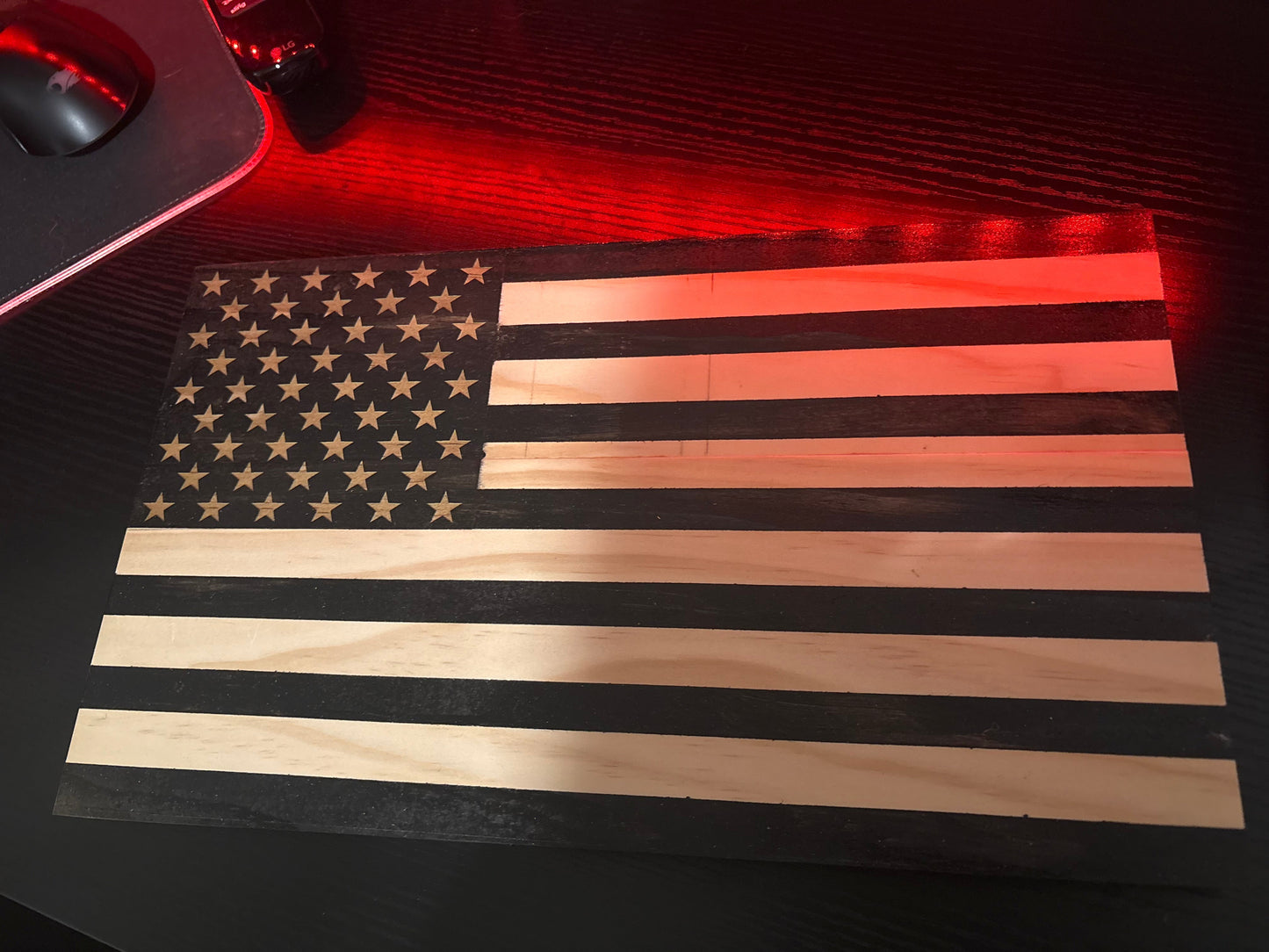Laser-Engraved Wooden American Flag Sign
