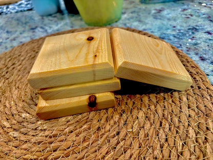Handcrafted Wood Coasters – Teak Oil Finish (4 Pack)