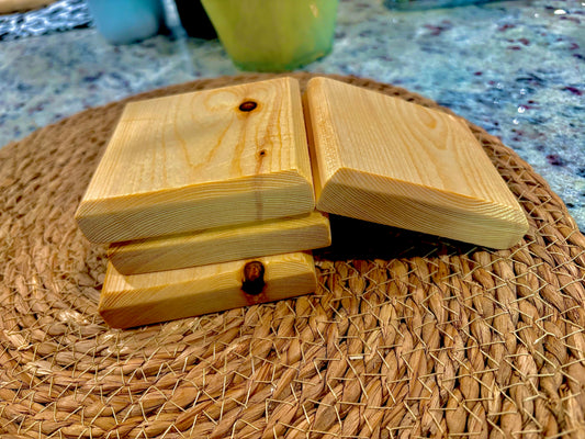 Handcrafted Wood Coasters – Teak Oil Finish (4 Pack)