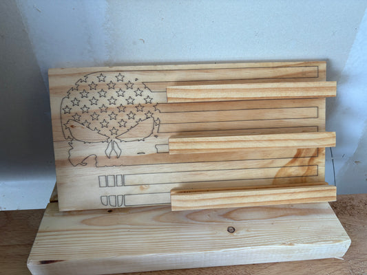 Engraved Wooden Flag Shelf
